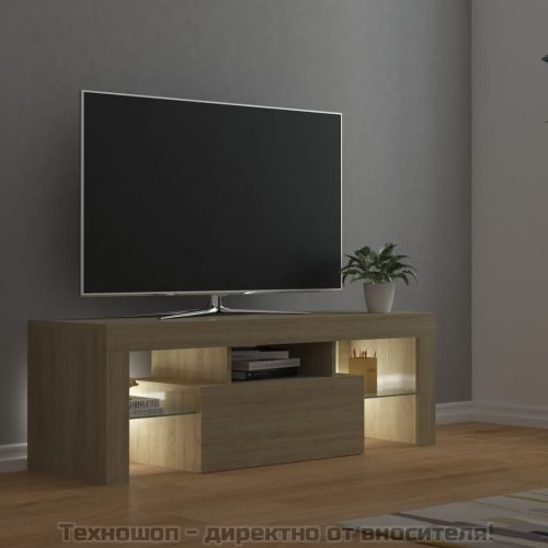 ТВ шкаф с LED осветление, дъб сонома, 120x35x40 см