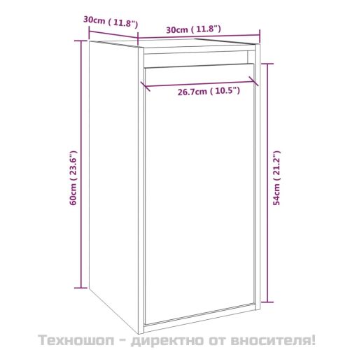 Стенни шкафове, 2 бр, черни, 30x30x60 см, бор масив