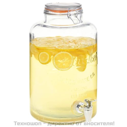 Диспенсър за вода XXL, с кран, прозрачен, 8 л, стъкло