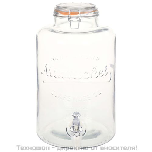 Диспенсър за вода XXL, с кран, прозрачен, 8 л, стъкло