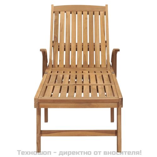 Шезлонг с масичка, тиково дърво масив