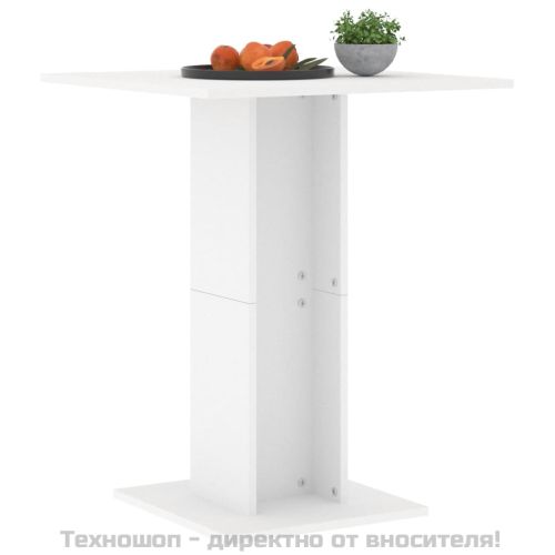Бистро маса, бяла, 60x60x75 см, инженерно дърво