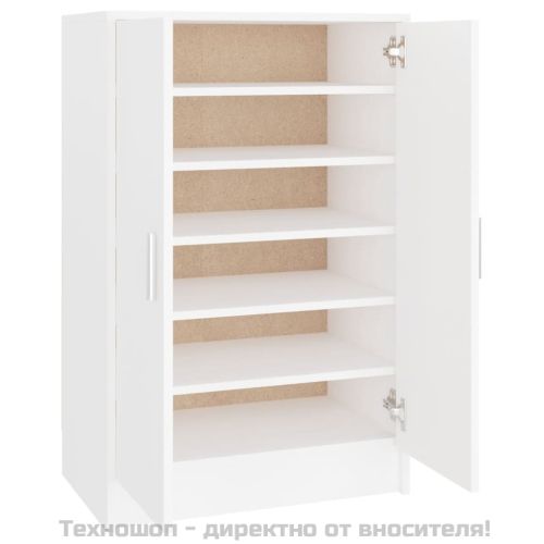 Шкаф за обувки, бял, 60x35x92 см, инженерно дърво