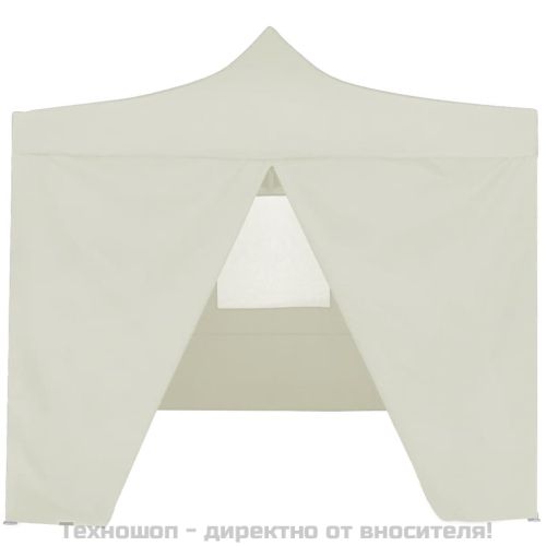 Сгъваема парти шатра с 4 странични стени 2x2 м стомана кремава