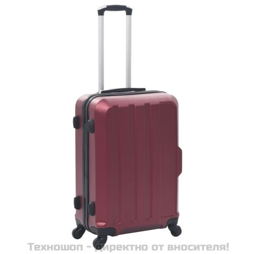 Комплект твърди куфари с колелца, 3 бр, виненочервен, ABS