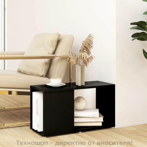 ТВ шкаф, черен, 60x24x32 см, инженерно дърво