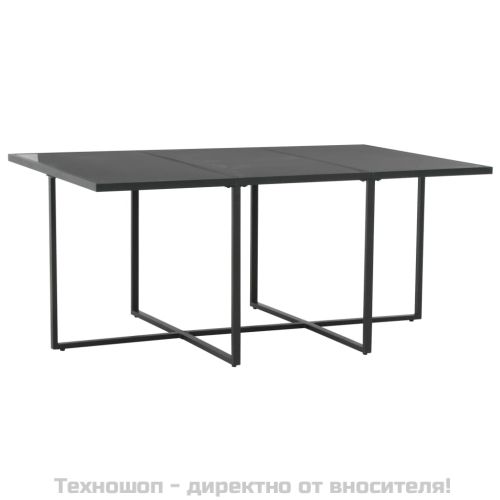 Градински комплект с възглавници, 7 части, полиратан, черен