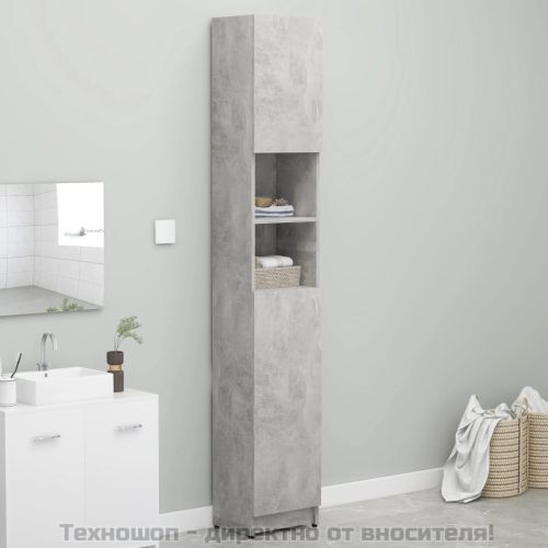 Шкаф за баня, бетонно сив, 32x25,5x190 см, инженерно дърво