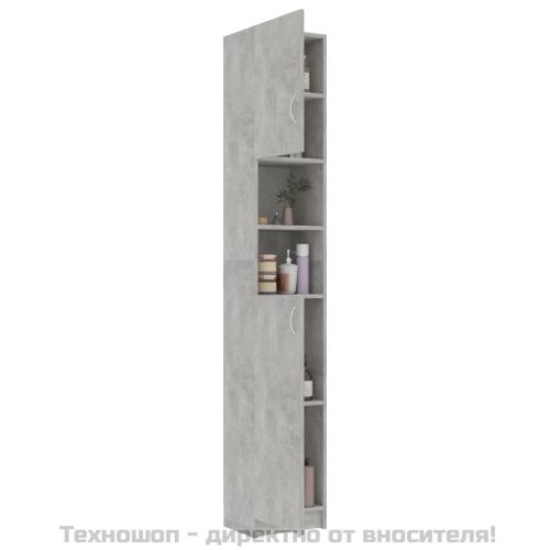 Шкаф за баня, бетонно сив, 32x25,5x190 см, инженерно дърво