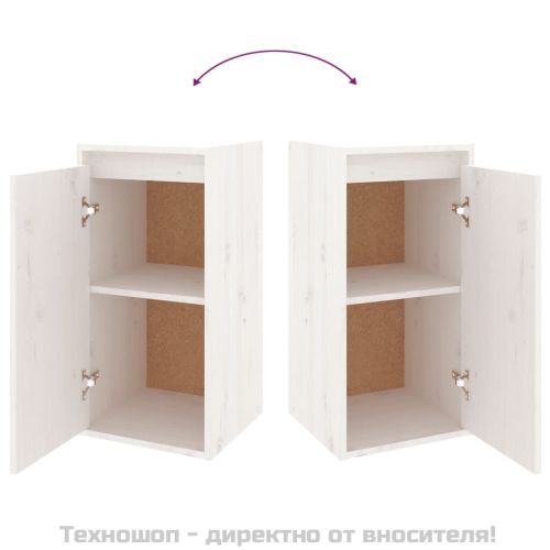 Стенни шкафове, 2 бр, бели, 30x30x60 см, бор масив
