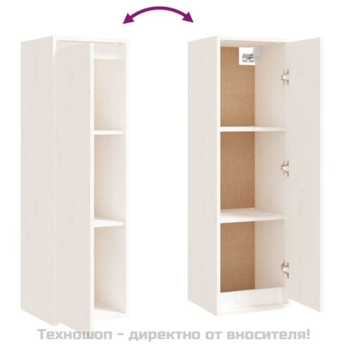 Стенен шкаф, бял, 30x30x100 см, бор масив