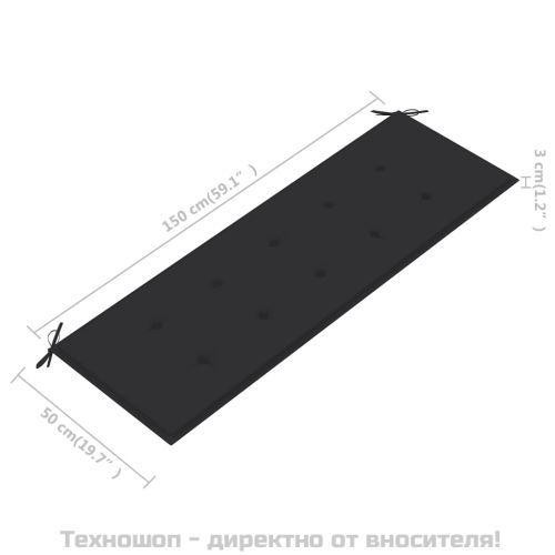 Възглавница за градинска пейка антрацит 150x50x3см оксфорд плат