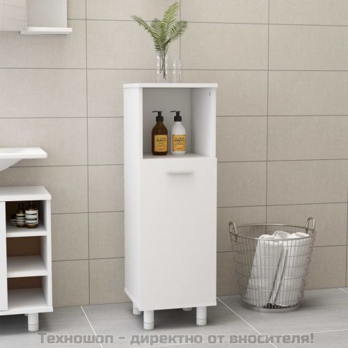 Шкаф за баня, бял, 30x30x95 см, инженерно дърво