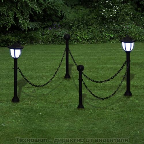 Градинска верижна преграда - соларно осветление, 2 LED лампи  2 стълба