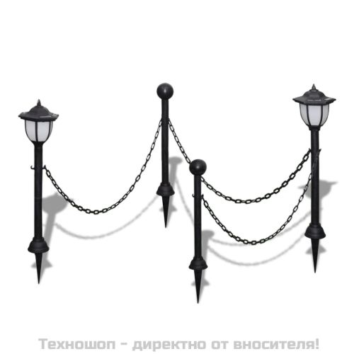 Градинска верижна преграда - соларно осветление, 2 LED лампи  2 стълба