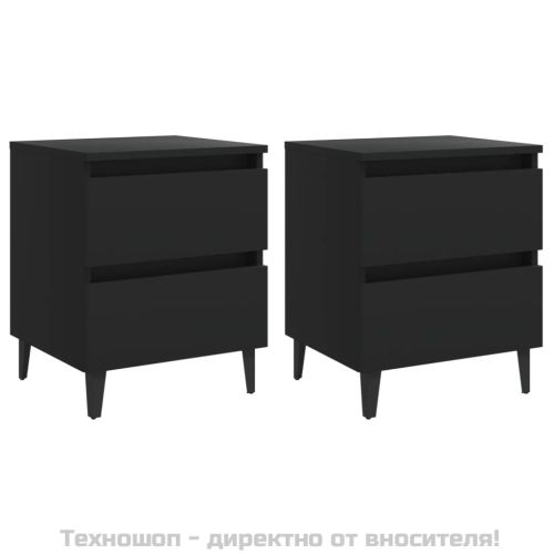 Нощни шкафчета, 2 бр, черни, 40x35x50 см, инженерно дърво