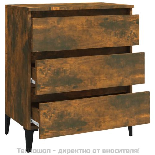 Сайдборд, опушен дъб, 60x35x69 см, инженерно дърво