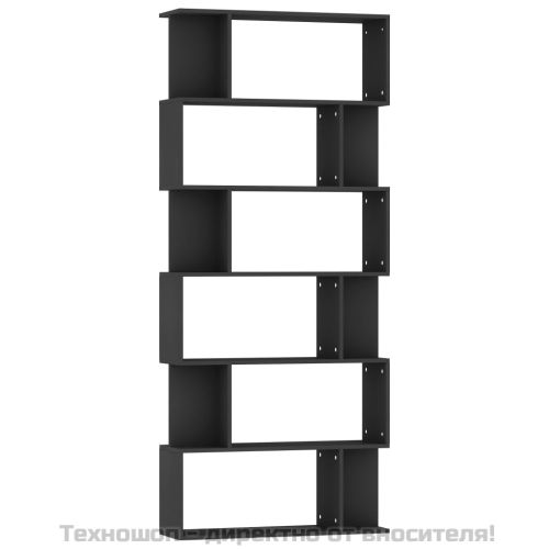 Етажерка разделител за стая черна 80x24x192 см инженерно дърво