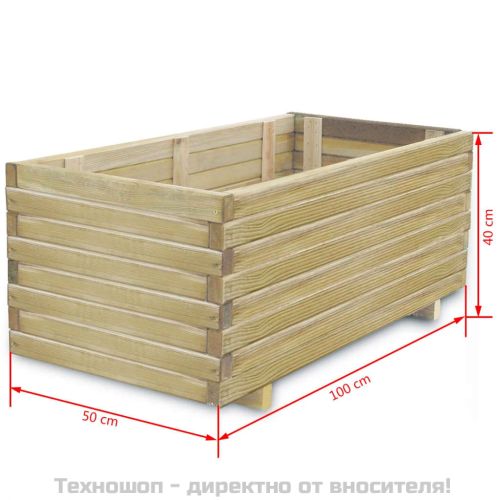 Повдигната леха, 100x50x40 см, дървена, правоъгълна