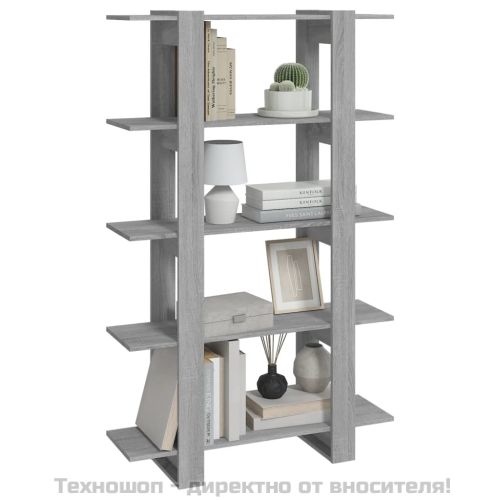 Библиотека/разделител за стая, сив сонома, 100x30x160 см