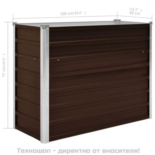 Градинска висока леха кафява 100x40x77 см поцинкована стомана