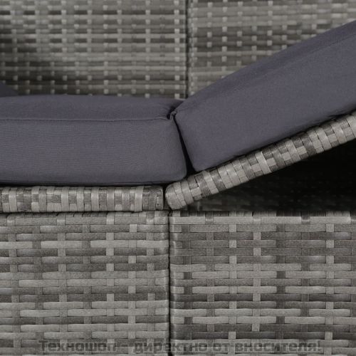 Градинско легло с балдахин, сиво, 205x62 см, полиратан