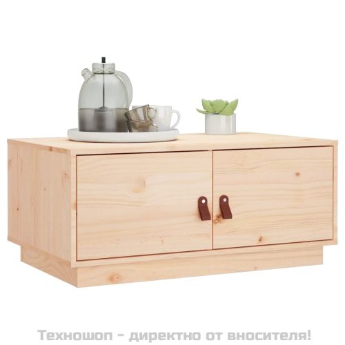 Кафе маса, сивa, 80x50x35 см, борово дърво масив