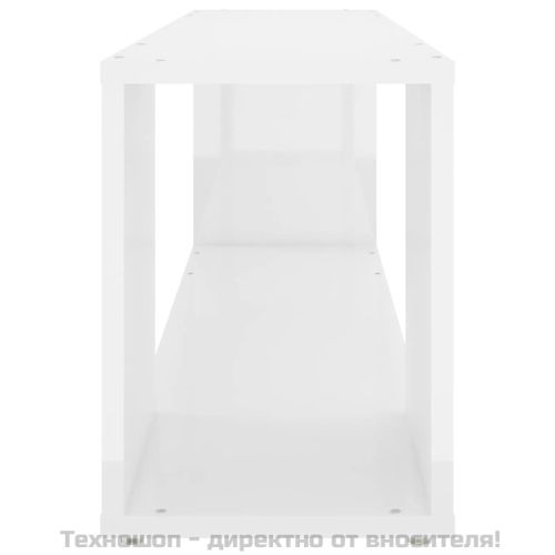 ТВ шкаф, бял гланц, 100x24x32 см, инженерно дърво