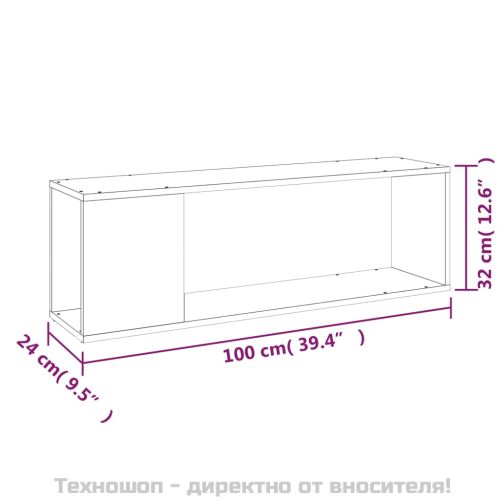 ТВ шкаф, бял гланц, 100x24x32 см, инженерно дърво