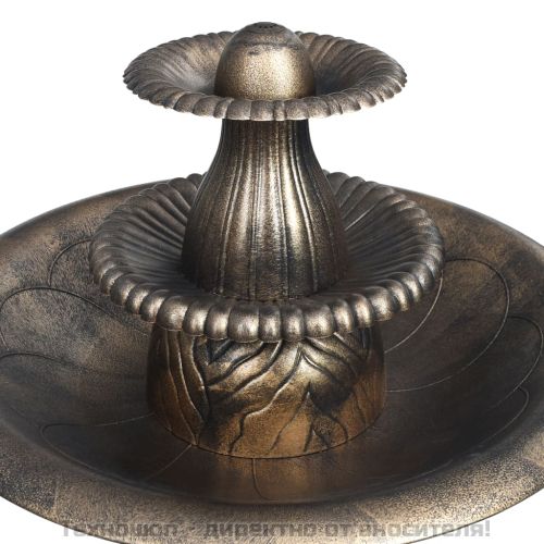 Баня за птици с фонтан, бронз, 50х91 см, пластмаса