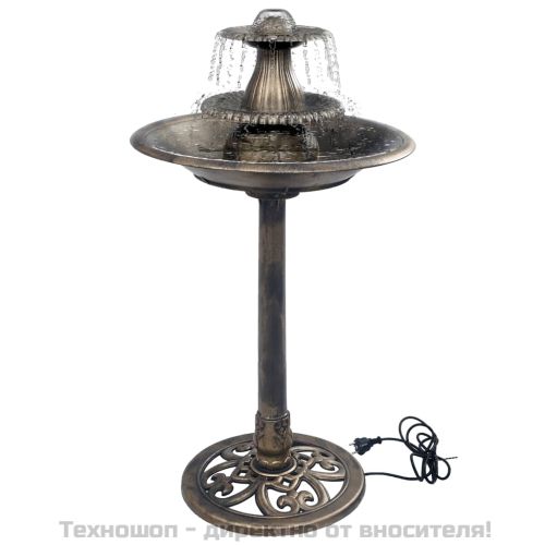 Баня за птици с фонтан, бронз, 50х91 см, пластмаса