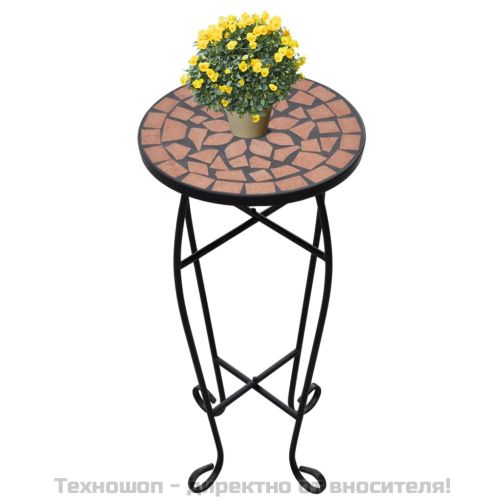 Мозаечна странична масичка за цветя, теракота