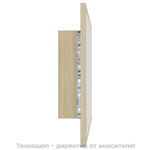 LED огледало за баня, дъб сонома, 60x8,5x37 см, акрил