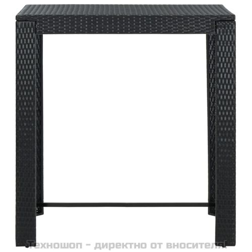 Градинска бар маса, черна, 100x60,5x110,5 см, полиратан