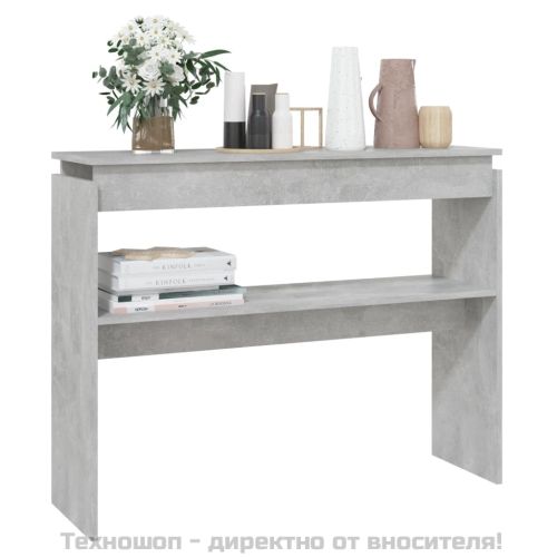 Конзолна маса, бетонно сива, 102x30x80 см, инженерно дърво