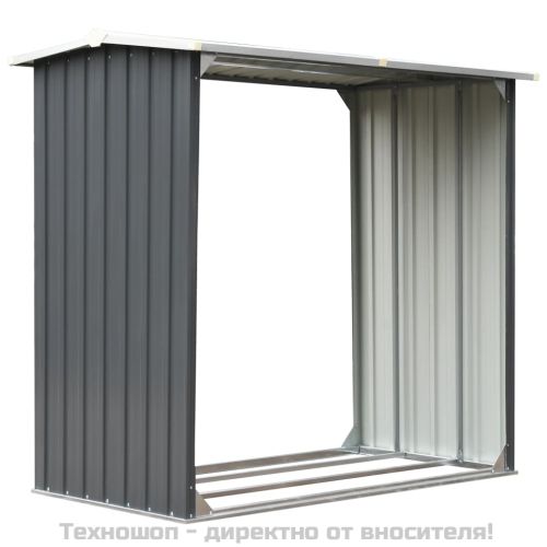 Навес за дърва, поцинкована стомана, 172x91x154 см, сив