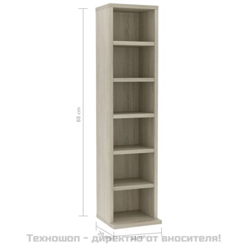 Етажерка за дискове, сонома дъб, 21x20x88 см, инженерно дърво