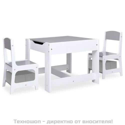 Детска масичка с 2 столчета, бяла, МДФ