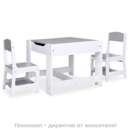 Детска масичка с 2 столчета, бяла, МДФ