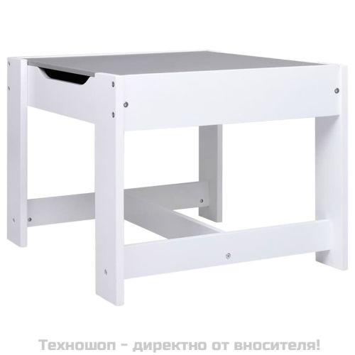 Детска масичка с 2 столчета, бяла, МДФ