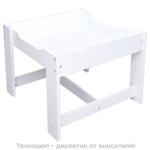 Детска масичка с 2 столчета, бяла, МДФ