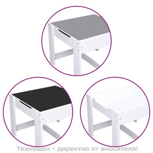 Детска масичка с 2 столчета, бяла, МДФ