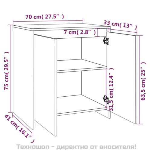 Сайдборд, сив сонома, 70x41x75 см, инженерно дърво