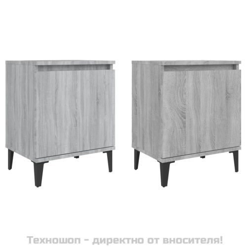 Нощни шкафчета с метални крака, сив сонома, 40x30х50 см