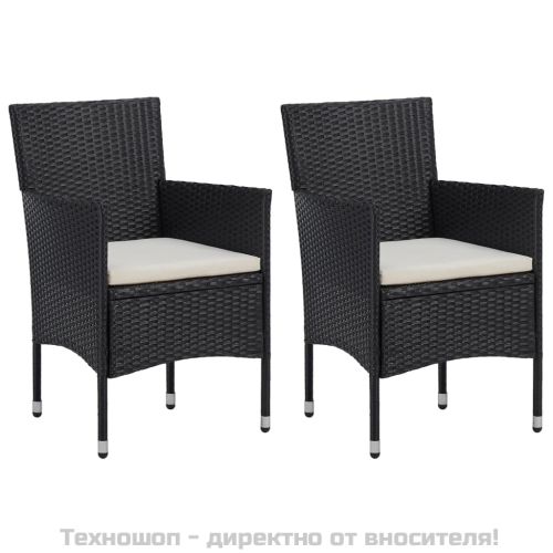 Градински трапезни столове, 2 бр, полиратан, черни
