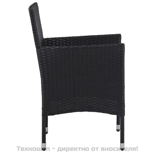 Градински трапезни столове, 2 бр, полиратан, черни