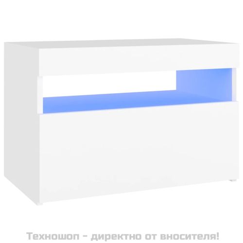 ТВ шкафове с LED осветление 2 бр бели 60x35x40 см