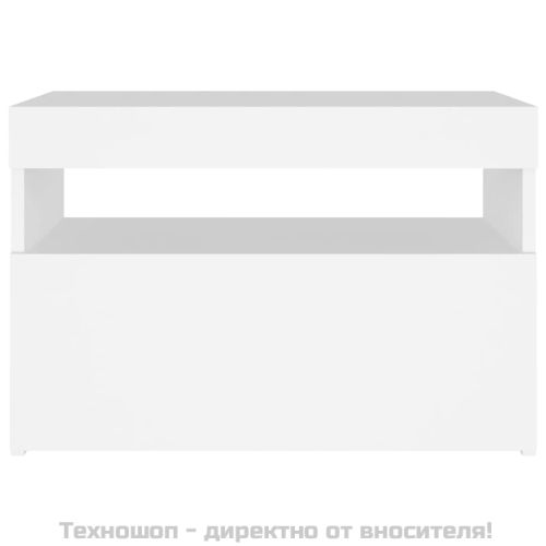 ТВ шкафове с LED осветление 2 бр бели 60x35x40 см