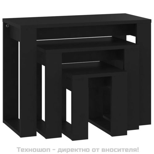 Стифиращи маси, 3 бр, черни, инженерно дърво