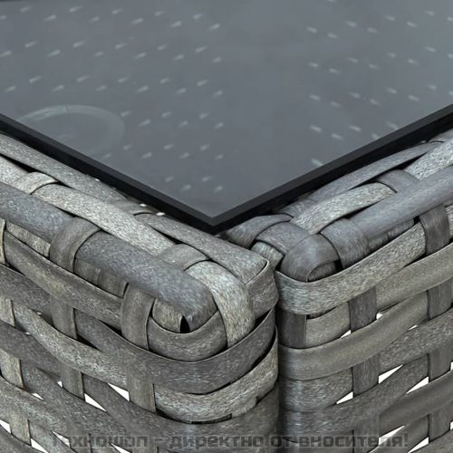 Градинска маса, сива, 40x40x45 см, полиратан